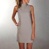 New Women's Turtleneck Sleeveless Dress Slim Summer Sexy Party Dress Elegant Mini Dress Solid Color Dress