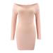 DYMADE Women's Long Sleeve Knitted Jumper Dress Ladies Stretch Bodycon Slim Mini Dress