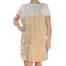 KENSIE Womens Beige Short Sleeve Jewel Neck Knee Length Shirt Dress Dress Size XL