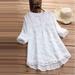 Women's Lace Embroidered Long-Sleeved Shirt Loose Dress