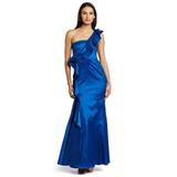 Jessica Simpson Women's Shoulder Ruffle Ball Gown, Turkish Sea, 6