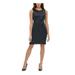 TOMMY HILFIGER Womens Navy Sequined Sleeveless Jewel Neck Above The Knee Sheath Cocktail Dress Size 14