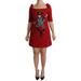 Dolce & Gabbana Red Sequined Toy Shift A-line Wool Dress