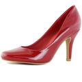 DailyShoes Women's Stiletto Pumps Mid Heels High Heel Closed Round Toe Fashion Pointed Sole Short Slip On Party Dress Shoes Pump Lily-01 Red Pt 8.5