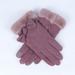 Woman Winter Gloves Windproof Gloves Hand Wear Lovely Bowknot Thick Warm Wind proof Suede Fabric Telefingers Gloves purple Free size