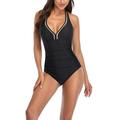 US Sexy Women Ladies Girls One-piece Swimwear Swimsuit Tankini Sets V Neck Beachwear Swimming Costumes Backless Tummy Control Push Up Bra Padded Monokini Bathing Suit Without Underwire S-XXL