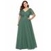 Ever-Pretty Womens Elegant V-Neck Bridesmaid Dresses for Women 79622 Blue Green US18