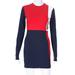 Fila Womens Long Sleeve Ophelia Dress Red Navy Blue Cotton Size Small