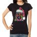 Neon Christmas Dog Junior's Black T-Shirt Small Black