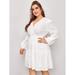 Women's Plus Size Embroidery Wrap Ruffle Hem Dress