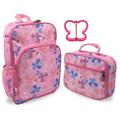 Keeli Kids Girls Butterfly Lunch Box and Backpack School Book Bag Set in Pink Butterflies