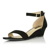 Dailyshoes Wedge Heeled For Women With Ankle Strap Low Wedges Sandal Open Toe Peep High Heels Soft Solid Sandals Toed Strappy Whitney-02 Black Sv 8