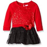 Youngland Baby Girls 12-24 Months Sequin Rosette Dress(Red 24 Months)