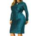 Agnes Orinda Juniors' Plus Size Keyhole Crew Neck Glitter Midi Dress