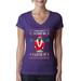 Santas Favorite Ho Xmas Ye I Love It Ugly Christmas Sweater Womens Junior Fit V-Neck Tee, Purple Rush, X-Large