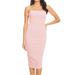 Women's Elastic Tube Top Strapless Basic Casual Solid Slim Bodycon Midi Dress S-3XL Blush M