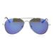 Classic Color Mirror Lens Thin Metal Rim Officer Cop Sunglasses Silver Blue Mirror