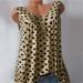 Jocestyle Sleeveless Polka Dot Vest Tops Casual Loose V-neck Women Tank (Khaki S)