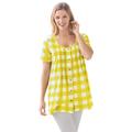 Plus Size Women's A-Line Knit Tunic by Woman Within in Primrose Yellow Buffalo Plaid (Size 4X)