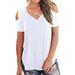 Ladies Cold Off Shoulder Short Sleeve T Shirts V Neck Tops Casual Criss Cross Tunic Blouse Women Summer Baggy Tee Shirt