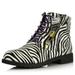 DailyShoes Mid Top Boots Women's Ankle Combat Booties Zip Comfortable Non Slip Height Increasing Round Toes High Exclusive Credit Card Pocket Shoe Zebra,Pu,6, Shoelace Style Purple