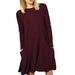 Womens Casual Loose Pockets Dress Ladies Holiday Long Sleeve Shirt Mini Dresses