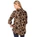 Plus Size Women's Long-Sleeve Kate Big Shirt by Roaman's in Brown Sugar Stamped Floral (Size 22 W) Button Down Shirt Blouse