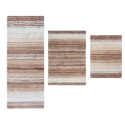 Gradiation 3 Piece Set Bath Rug Collection by Home Weavers Inc in Beige