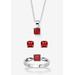 Women's 3-Piece Birthstone .925 Silver Necklace, Earring And Ring Set 18" by PalmBeach Jewelry in July (Size 4)