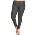 Women's Plus Size Skinny Stretch Solid Jeggings Pants with Pockets