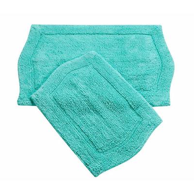 Waterford 2 Piece Set Bath Rug Collection by Home Weavers Inc in Turquoise