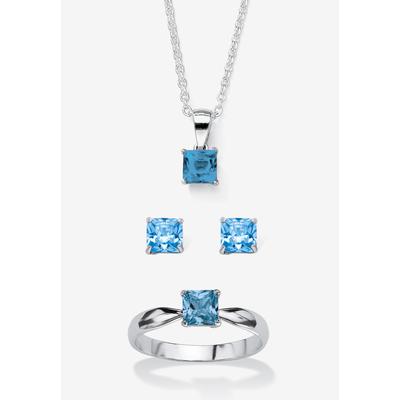 Women's 3-Piece Birthstone .925 Silver Necklace, E...