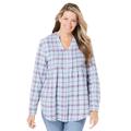 Plus Size Women's Pintucked Flannel Shirt by Woman Within in Sky Blue Plaid (Size 1X)