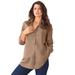 Plus Size Women's Long-Sleeve Kate Big Shirt by Roaman's in Brown Sugar (Size 22 W) Button Down Shirt Blouse