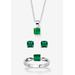 Women's 3-Piece Birthstone .925 Silver Necklace, Earring And Ring Set 18" by PalmBeach Jewelry in May (Size 7)