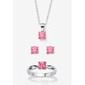 Women's 3-Piece Birthstone .925 Silver Necklace, Earring And Ring Set 18" by PalmBeach Jewelry in October (Size 10)