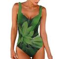 Women Floral Printed Sleeveless Swimsuits One Piece Suit