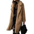 Women's Coat Casual Lapel Fleece Fuzzy Faux Shearling Zipper Warm Winter Oversized Outwear Jacketswith Pockets
