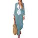 Ladies Long Dress Boho Long Sleeves V Neck Casual Maxi Dress New