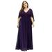 Ever-Pretty Maxi Appliques Long Evening Dress Formal Party Dress 00640 Dark Purple US20