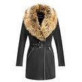 Giolshon Women's Faux Suede Leather Long Jacket Wonderfully Parka Coat with Faux Fur Collar 3XL