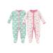 Luvable Friends Baby Girl Cotton Sleep N Play, 2-Pack