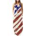 Tuscom Summer Maxi Dress for Women Independence Day Long Dress with Pockets American Flag Print Sundress 4th of July Patriotic Madi Dress Casual Spring Dress