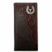 Mens Wallet Western Wallet Genuine Leather Long Bifold Mens Checkbook Wallet for Men Longhorn Brown