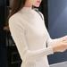 Knitted Crew Neck Long Sleeve Winter Warm Wool Pullover Long Sweater Dresses Tops