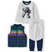 Wonder Nation Toddler Boy Stripe Puffer Vest, Long-Sleeve Graphic T-Shirt & Drawstring Joggers Outfit Set, 3-Piece (2T-5T)