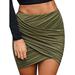Women Plain Irregular Short Skirt Pleated Bodycon Casual Summer Wrap Dress