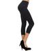 Lady Seamless Capri Leggings w/ High Wast Pants Tummy Control Workout Running 4 Way Stretch Yoga Leggings Plus Size - (Black)