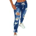 Mchoice Women's High Waisted Skinny Destroyed Ripped Denim Pants Stretch Pencil Jeans Jeggings Sweatpants with Hole