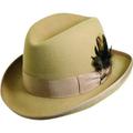 Men's Stacy Adams Wool Felt Homburg Hat With Feather Camel